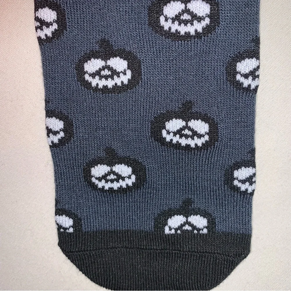 Halloween Fall Girl’s 6-12 Ankle Socks Orange Black Witch Jack O Lantern Pumpkin